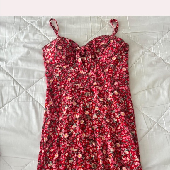 Floral Red Midi Dress - Picture 1 of 3